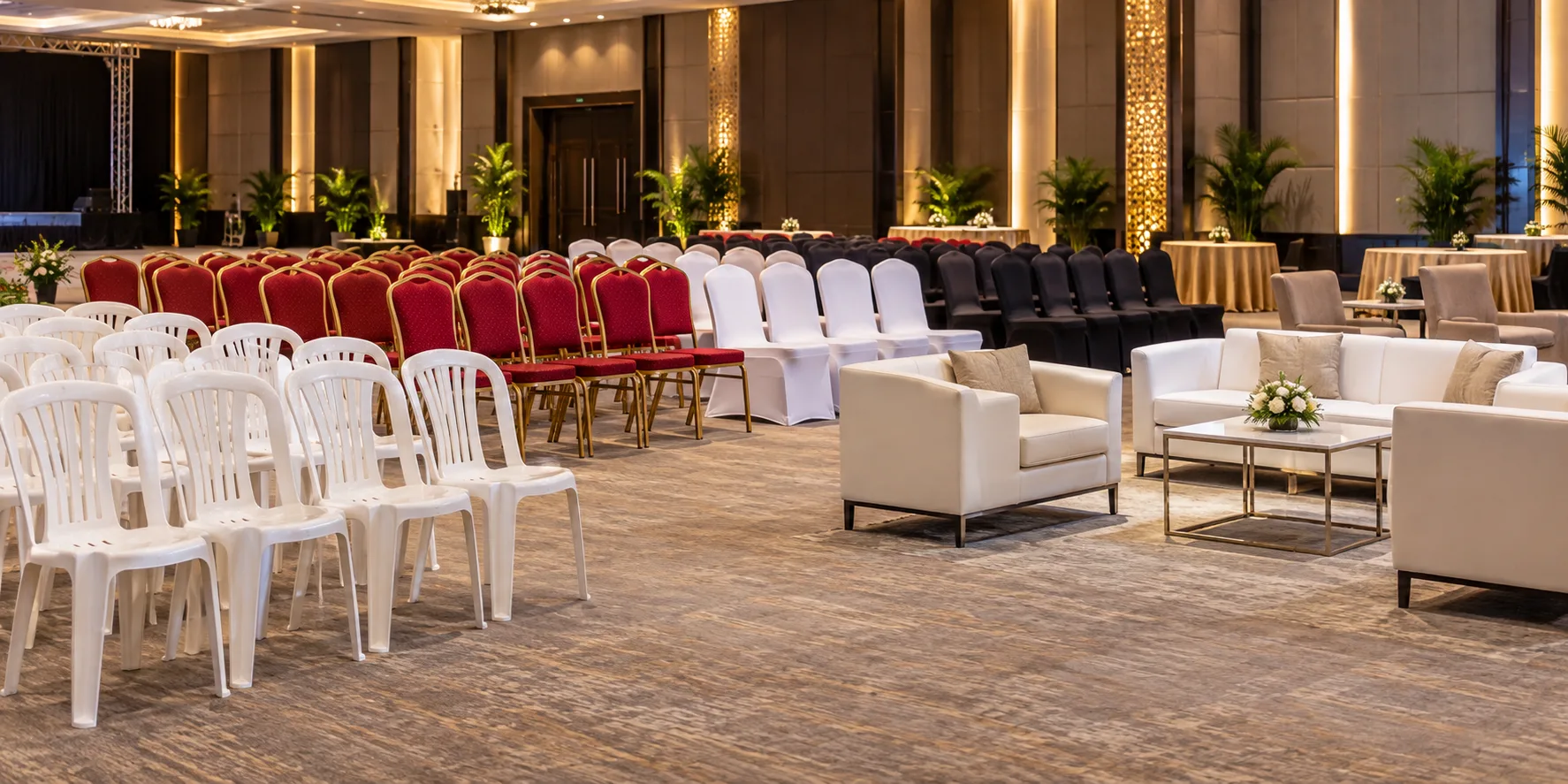 Rows of elegant event seating