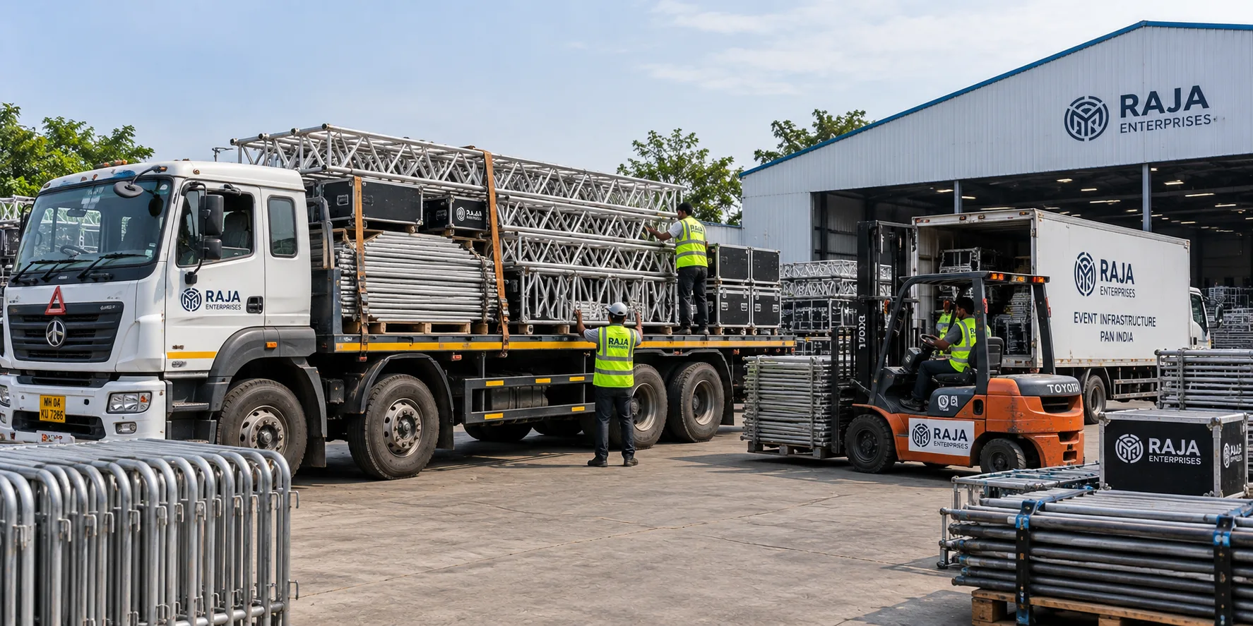 Event logistics truck loaded with equipment